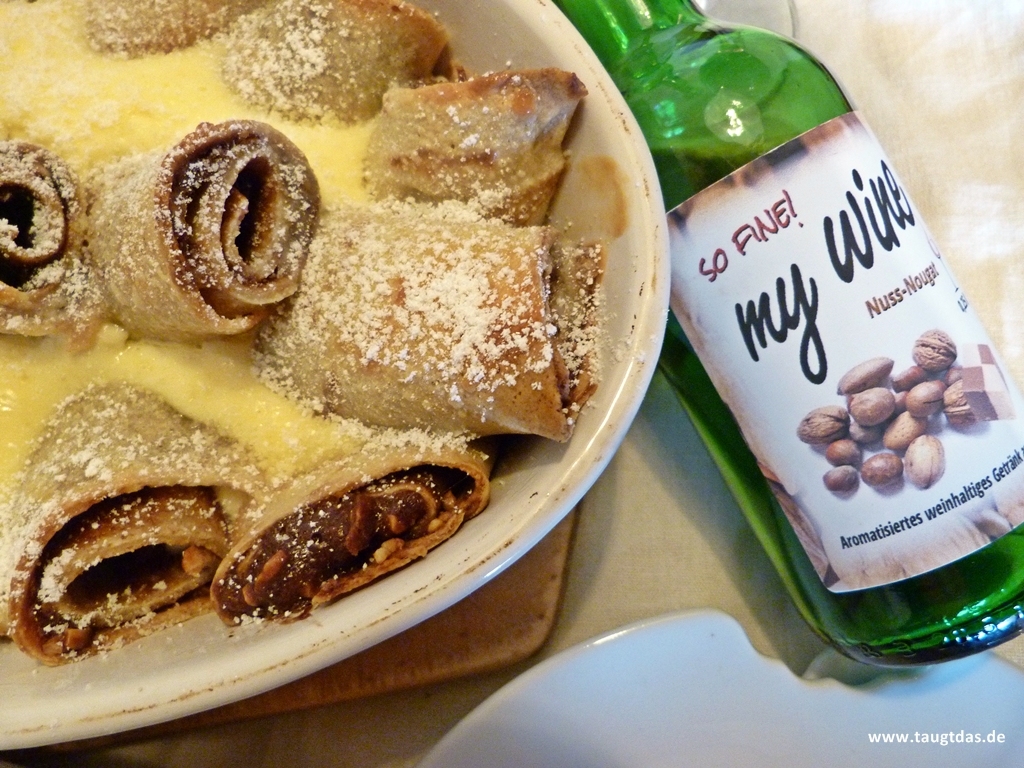 Crespelle und Rotwein