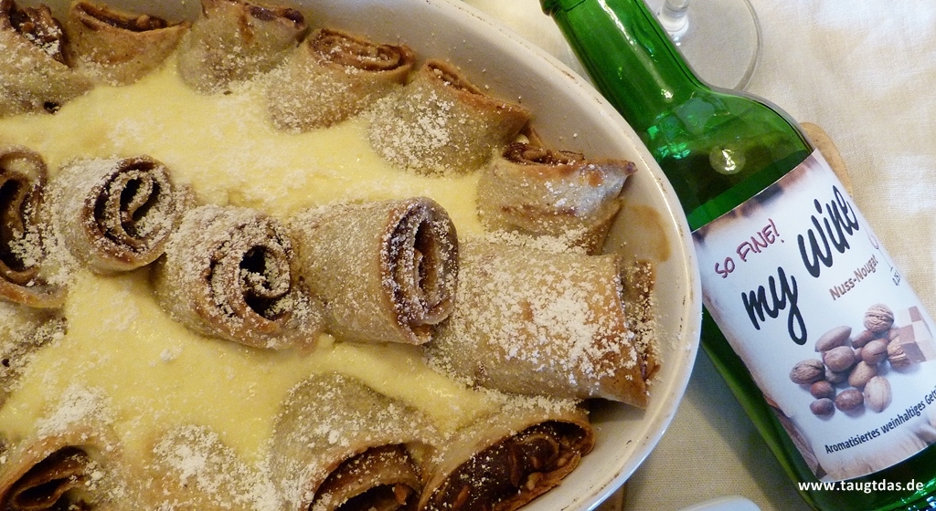 MyWine und Bananen Crespelle mit Nougat